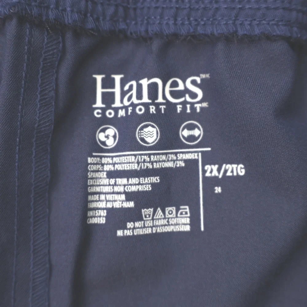 Hanes Scrub Pants Mens 2X Blue New Comfort Fit Straight Leg Cargo Drawstring